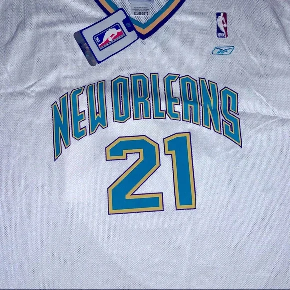 SOLD NWT Reebok Jamaal Magloire New Orleans Hornets #21 White Home Jersey 2XL - Picture 5 of 7